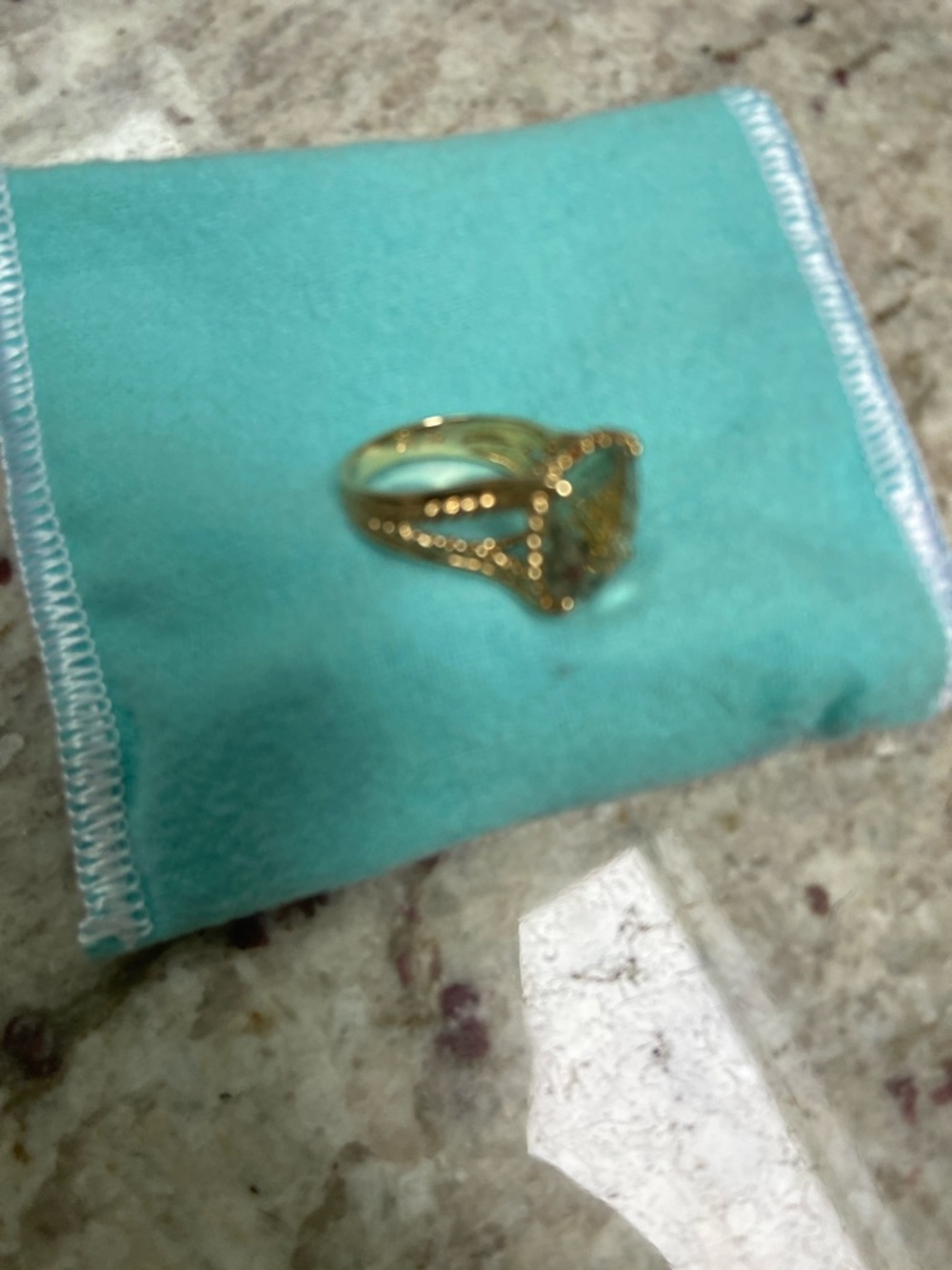 Gold Cocktail Ring with Light Green Cushion Gemstone - Picture 6 of 6